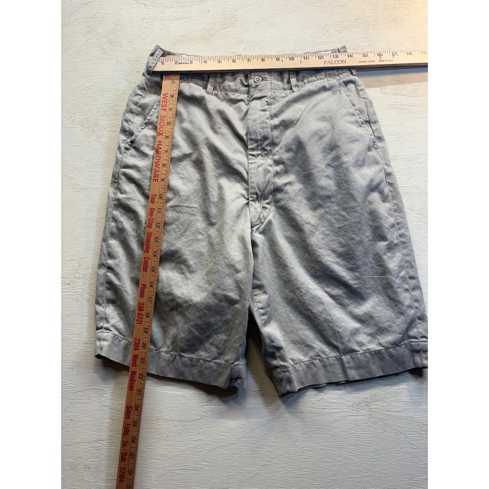 Vintage Military Khaki Chino Shorts Mens 32L Tan Cotton Twill Tropical - Picture 5 of 5
